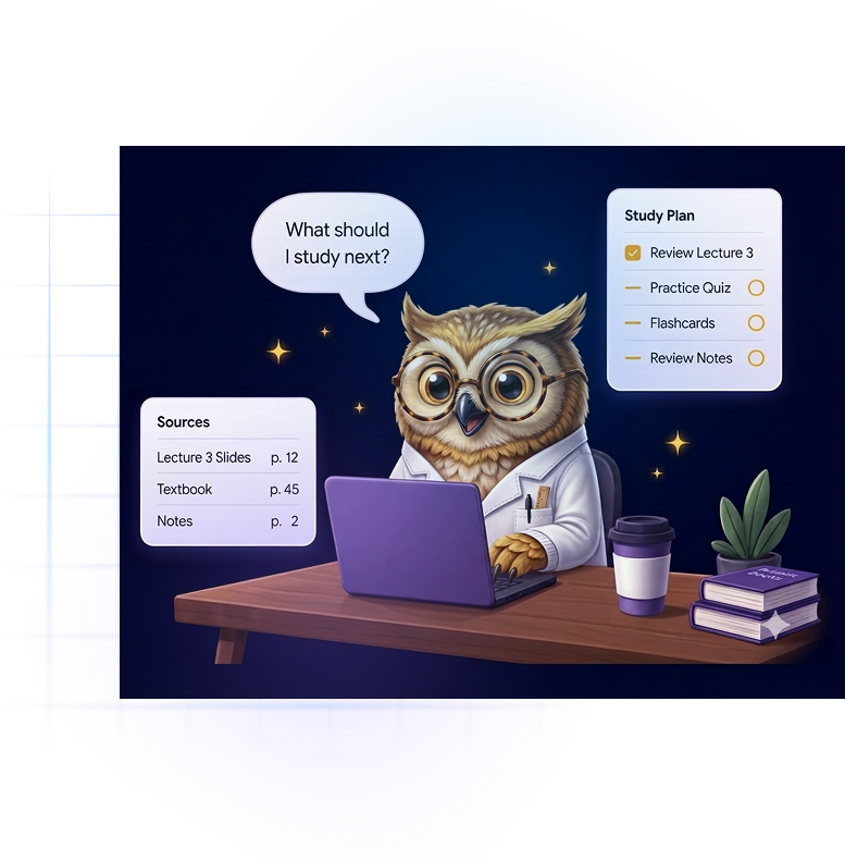 Owlo AI study assistant illustration