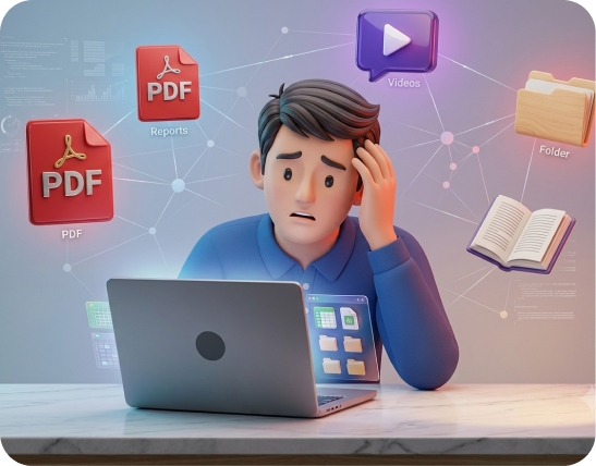 Student overwhelmed with study materials